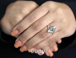 0.97 Ct Natural Kite Cut Salt And Pepper Diamond 14K Rose Gold Engagement Ring