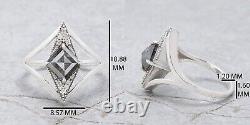 0.97 Ct Natural Kite Cut Salt And Pepper Diamond 14K Rose Gold Engagement Ring