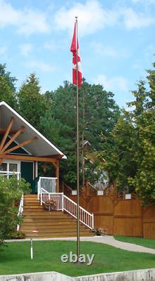 15 foot Titan Aluminum Telescoping Flagpole Kit with Gold Ball and Canadian Flag
