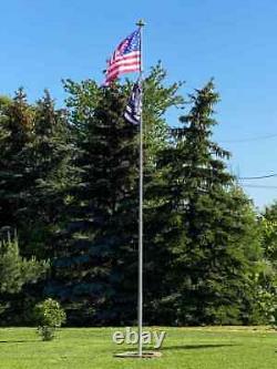20' & 25' Delta Pin-Lock TELESCOPING Flag pole (Silver)