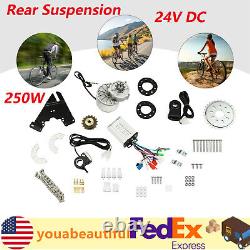 24V 250W Rear Electric Bicycle Brushless Motor Conversion Kit Adjustable Speed