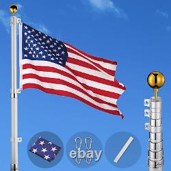 30 Ft Telescopic Flag Pole Kit 16 Gauge For Commercial Residential Outdoor NEW