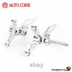 Adjustable footrest kit Motocorse silver for Mv Agusta F4/R/RR My2010
