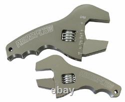 Aeroflow Alloy Adjustable Wrench Grip AN Wrench Kit 3-1/2 & 4-1/2 Silver