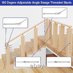 BLIKA 20 Pack 6 Long Angled Swage Threaded Stud, 3/16 180 Degree Adjustable