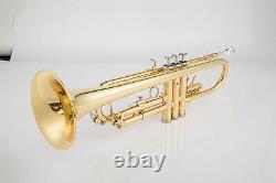 Bb Trumpet Lacquer gold one piece of brass bell with 7C mouthpiece + Case