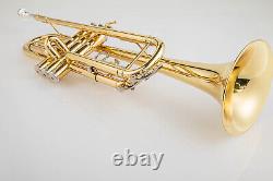 Bb Trumpet Lacquer gold one piece of brass bell with 7C mouthpiece + Case