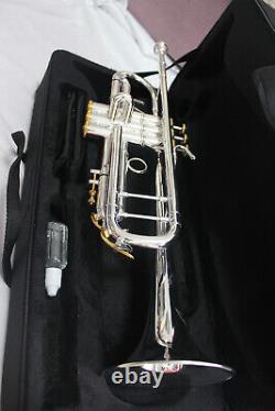 Bb Trumpet Silver plated one piece of brass bell with 5C mouthpiece + Case