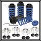 Blue Coilovers Adjustable Spring Kit + Silver Suspension Top Hat For 88-00 Civic