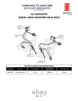 C3 Corvette Retractable Inertia 0 Top Mount Front Seatbelt Set Kit As/nzs2596