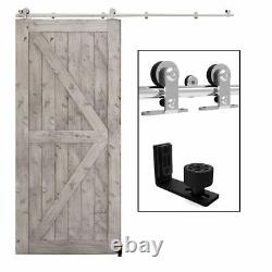 CCJH Stainless SteelSliding Barn Door Hardware Kit Track &Adjustable Floor Guide