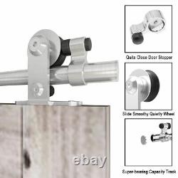 CCJH Stainless SteelSliding Barn Door Hardware Kit Track &Adjustable Floor Guide