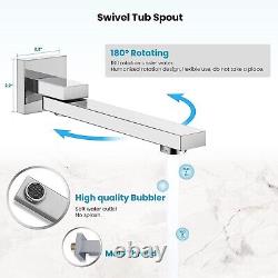 Chrome 24 inch LED Shower Faucet Set with Valve Rain Shower System Kit Tub Spout