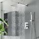 Chrome Shower Faucet System Set 12inch Rainfall Shower Head Kit With Mixer Valve