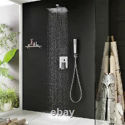 Chrome Shower Faucet System Set 12inch Rainfall Shower Head Kit with Mixer Valve