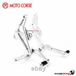 Complete Adjustable footrest kit Motocorse silver for Mv Agusta Rivale