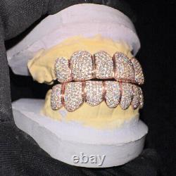 Custom Permanent Full Teeth Grillz Hip Hop Rapper Moissanite 925 Sterling Silver