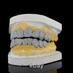 Custom Permanent Full Teeth Grillz Hip Hop Rapper Moissanite 925 Sterling Silver