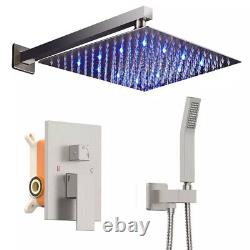 ELLO+ALLO LED 10 in. Shower Head and Handheld Kit Brushed Nickel Valve Included