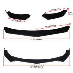 For Chevy Camaro Gloss Black Front Bumper Lip Splitter Spoiler Kit + Side Skirt