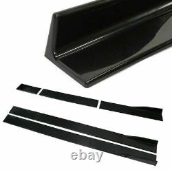 For Chevy Camaro Gloss Black Front Bumper Lip Splitter Spoiler Kit + Side Skirt