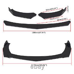 For Kia Front Bumper Lip Spoiler Splitter+Strut Rods Glossy Black Body Kits