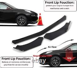 For Kia Front Bumper Lip Spoiler Splitter+Strut Rods Glossy Black Body Kits
