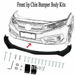 Gloss Black Front Bumper Lip Splitter Spoiler Kit + Side Skirt For Chevy Camaro