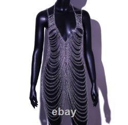 Grecian Multilayer Dress Gypsy Body Harness DJ Metal Chain Festival Rave Outfit