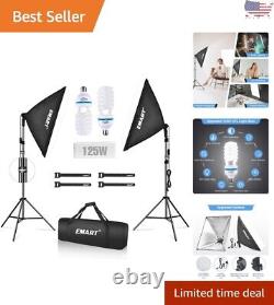 High-Quality Softbox Lighting Kit 2 Boxes, 125W CFL Bulbs, Adjustable Stands