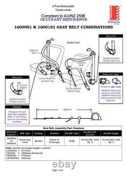 Holden Torana Retractable Inertia Seatbelt Set Full Kit