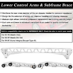 Lower Control Arm + Subframe Brace For 89-98 Honda Civic CRX Del-Sol 94-01 Acura