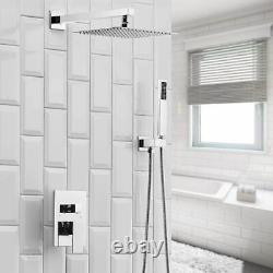 Luxury Shower Faucet Set System LED Rain Head Combo Kit withMixer Valve Wall Mount