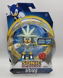 NEW JAKKS Pacific Sonic The Hedgehog Figure Silver 4 with Red Star Ring RARE