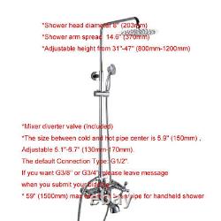 Polished Chrome Brass Bathroom Faucet Set Bathtub Rainfall Shower Tap Kit 2cy325