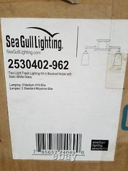 SEA GULL LIGHTING 2-Light Brushed Nickel Track Lighting Kit with White Glass