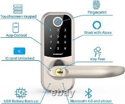 SMONET Smart Door Lock with Handle Fingerprint Keyless Entry Keypad Deadbolt APP