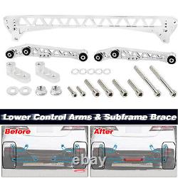 Silver 7 Billet Rear Lower Control Arm + Subframe Brace for Honda Civic EG 92-95