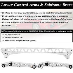 Silver 7 Billet Rear Lower Control Arm + Subframe Brace for Honda Civic EG 92-95