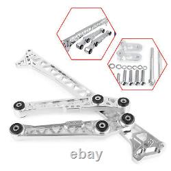 Silver 7 Billet Rear Lower Control Arm + Subframe Brace for Honda Civic EG 92-95