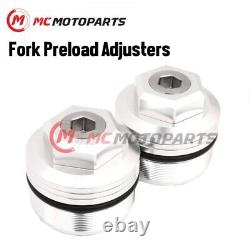 Silver Preload Fork Bolts Adjuster For HD Dyna Street Bob Fat Bob Softail