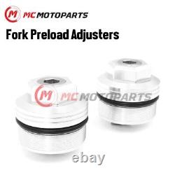 Silver Preload Fork Bolts Adjuster For HD Dyna Street Bob Fat Bob Softail