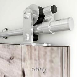 Sliding Barn Door Hardware Kit Track Adjustable Floor Guide, Stainless Steel Rail