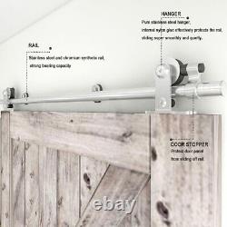 Sliding Barn Door Hardware Kit Track Adjustable Floor Guide, Stainless Steel Rail