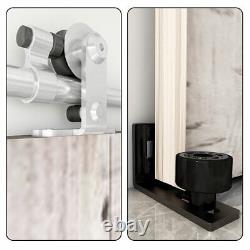 Sliding Barn Door Hardware Kit Track Adjustable Floor Guide, Stainless Steel Rail