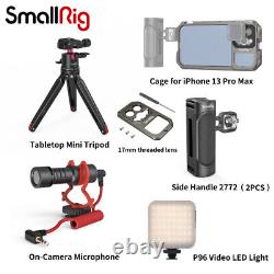 SmallRig Mobile Phone Cage Kit, Handle+Microphone+Light for iPhone 13 Pro Max