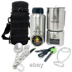 Stainless Steel Bottle Camping Cooking Kit Set Free US Delivery