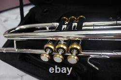 Student Bb trumpet Silver Gold plated one piece of brass bell with 5c mouthpiece