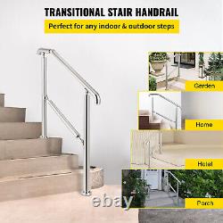 VEVOR 2 to 3 Step Railing Stainless Steel Adjustable Outdoor Stair Handrail Deco